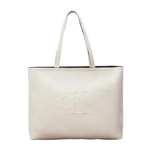 Calvin Klein Vit Sculpted Slim Tote Väska White, Dam