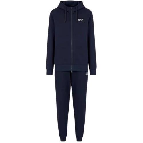 Emporio Armani EA7 Blå Hoodie Träningsdräkt Set Joggerbyxor Blue, Herr