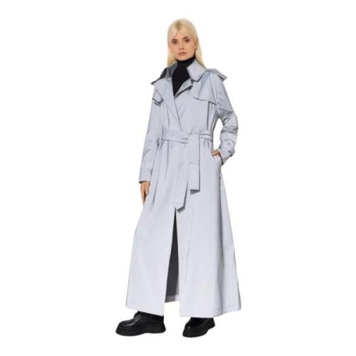 Norma Kamali Grå dubbelknäppt trenchcoat Gray, Dam