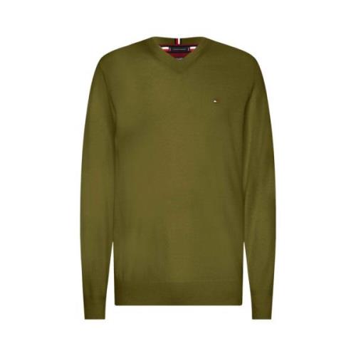 Tommy Hilfiger Cashmere V Neck Sweatshirt Green, Herr