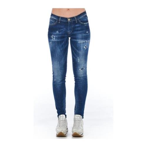 Frankie Morello Skinny Denim Jeans med Sliten Tvätt Blue, Dam