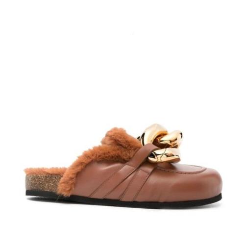 JW Anderson Bruna Casual Loafers med syntetisk päls Brown, Dam