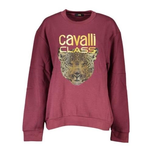 Cavalli Class Lila Sweatshirt med Tryck och Långärmad Purple, Dam