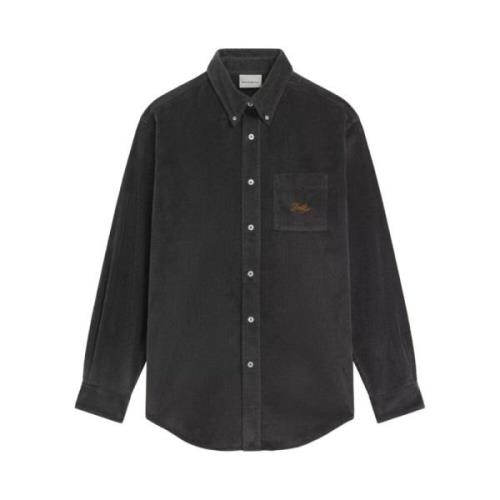 Drole de Monsieur Broderad Corduroy Skjorta med Ficka Gray, Herr