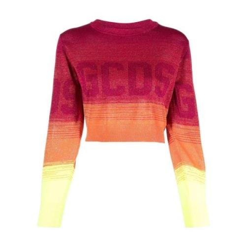 Gcds Rosa Lurex Cropped Sweater Pink, Dam