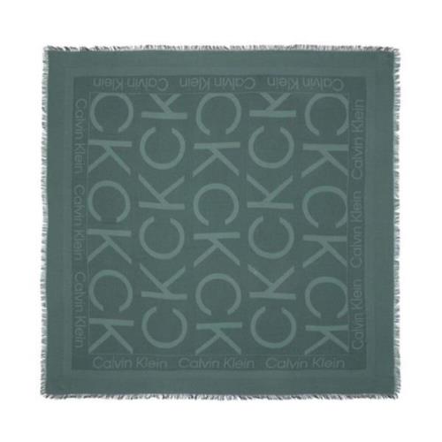 Calvin Klein Monogram Jacquard Halsduk för Kvinnor Green, Dam