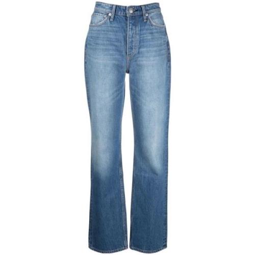 Rag & Bone Blå High-Rise Straight Jeans Blue, Dam