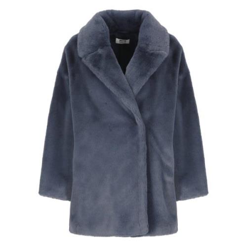 Betta Corradi Blå Faux Fur Dubbelknäppt Kappa Blue, Dam