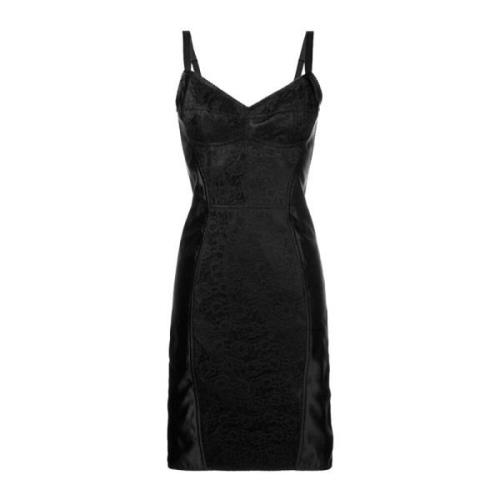 Dolce & Gabbana Svart Spets Korsett Klänning Black, Dam