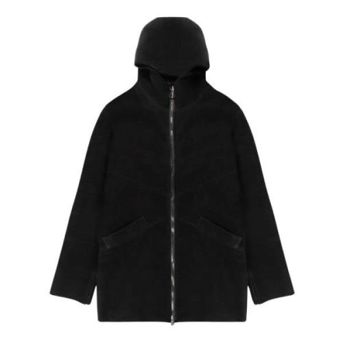 Giorgio Brato Shearling huva kappa i mörk kol Black, Herr