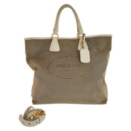 Prada Vintage Pre-owned Canvas prada-vskor Beige, Dam