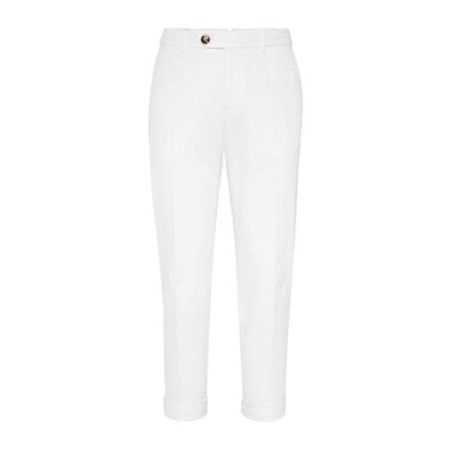 Brunello Cucinelli Vita Bomull Straight Leg Byxor White, Herr