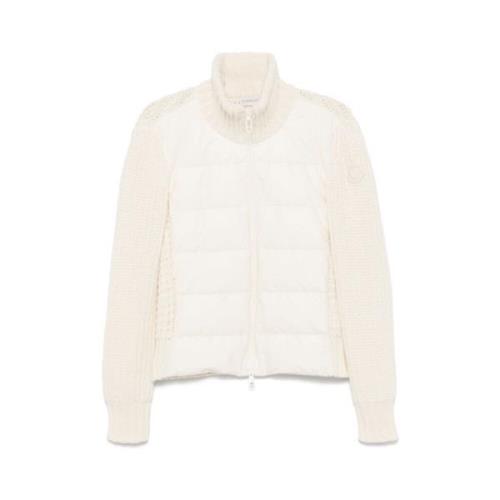 Moncler Vit Tricot Stickad Kofta White, Dam