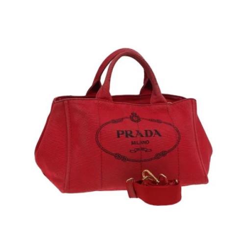 Prada Vintage Pre-owned Canvas handvskor Red, Dam