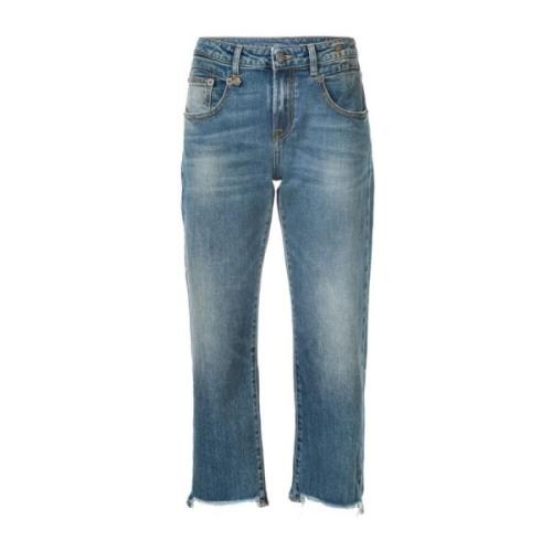 R13 Blå Straight Jeans med Rips Blue, Dam