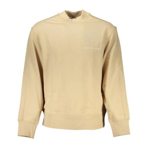 Calvin Klein Beige Långärmad Tröja med Logotyptryck Beige, Herr