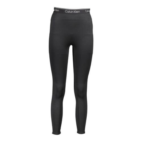 Calvin Klein Svarta leggings med kontrastdetaljer och tryck Black, Dam