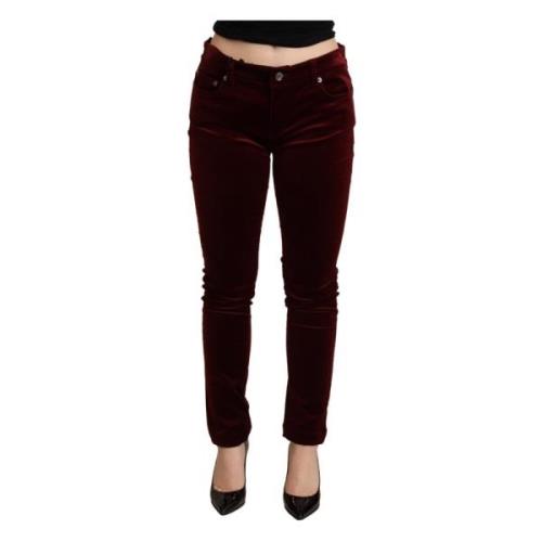 Dolce & Gabbana Lyxiga Bordeaux Skinny Byxor Red, Dam