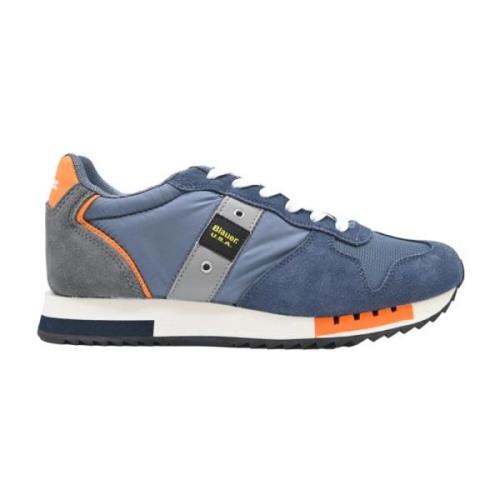 Blauer Stiliga Orange Sneakers för Män Multicolor, Herr