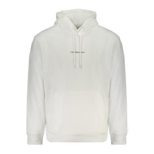 Calvin Klein Hoodie Vit Långärmad Logotyptryck White, Herr