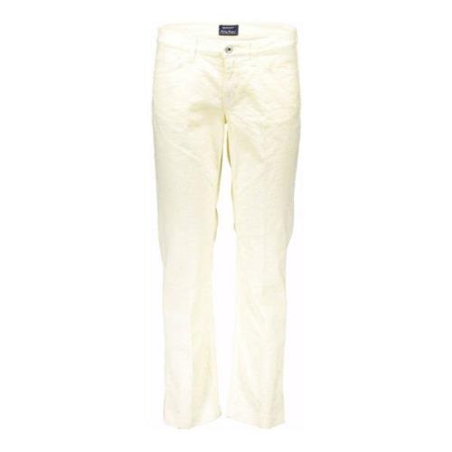 Gant Vit Dambyxor 5 Fickor Knapp Dragkedja Logotyp White, Dam