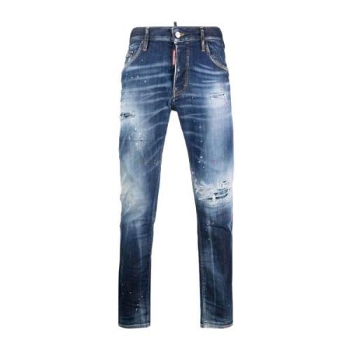 Dsquared2 Slim-Cut Distressed Blå Jeans Blue, Herr