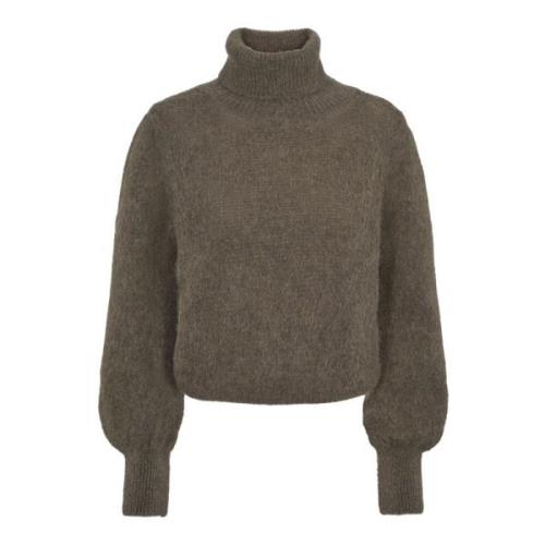 American Dreams Alpacka Rollneck Tröja Mörk Taupe Gray, Dam