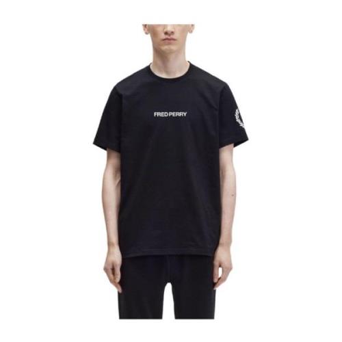 Fred Perry Grafisk T-shirt med ikoniskt logotyp Black, Herr