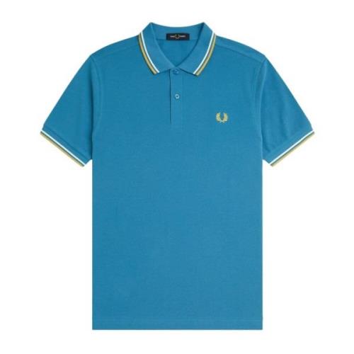 Fred Perry Klassisk Pikétröja med Dubbel Rand Blue, Herr