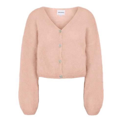 American Dreams Kort Mohair Cardigan i Persika Orange, Dam