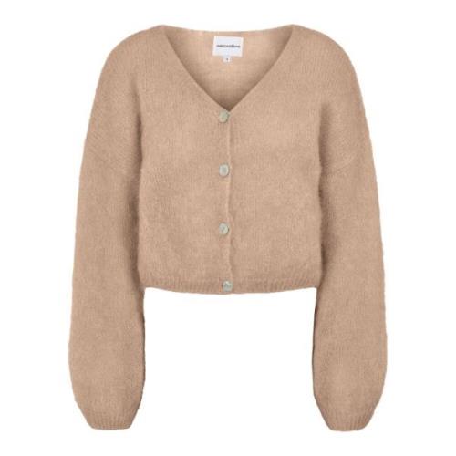 American Dreams Kort Mohair Cardigan i Olika Färger Brown, Dam