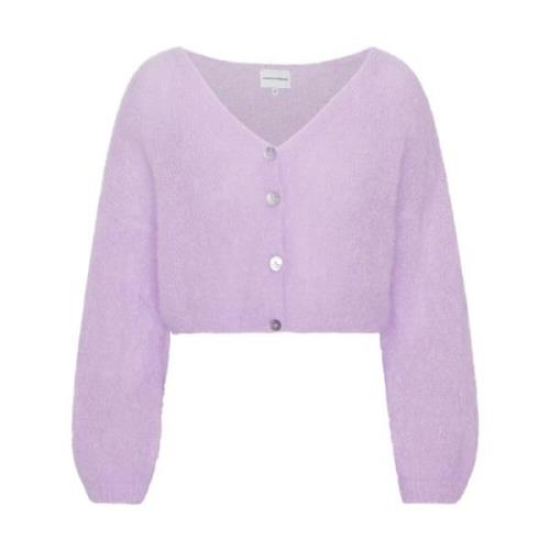 American Dreams Ljus Lila Kort Mohair Cardigan Purple, Dam