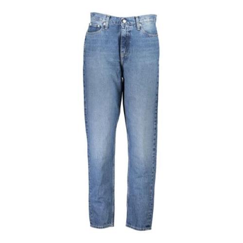 Calvin Klein Denim Mom Jeans Blå Tvättad Logo Blue, Dam