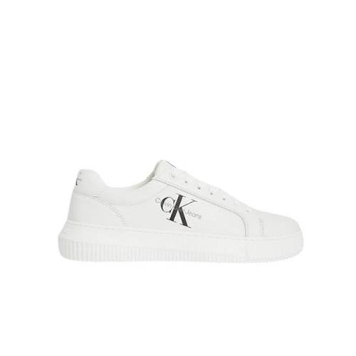 Calvin Klein Stilfulla Lädersneakers White, Dam