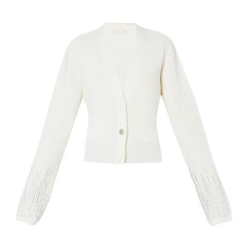 Liu Jo Dam Cardigan med Gradient Rhinestones White, Dam