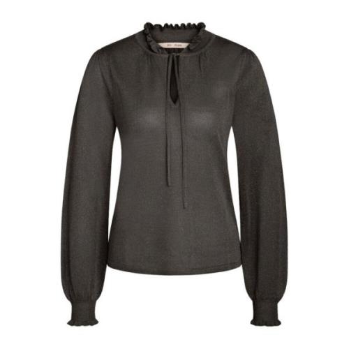 RUE de Femme Elegant Stickat med Ruffle Detaljer Black, Dam