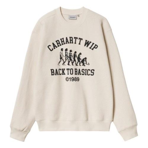 Carhartt Wip Texturerad Basics Sweatshirt med Grafiskt Tryck Beige, He...