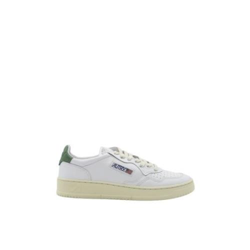 Autry Vita Lädersneakers med Gröna Accenter White, Herr