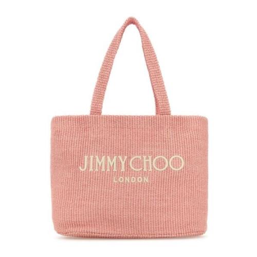 Jimmy Choo Rosa Raffia Tote Bag Pink, Dam