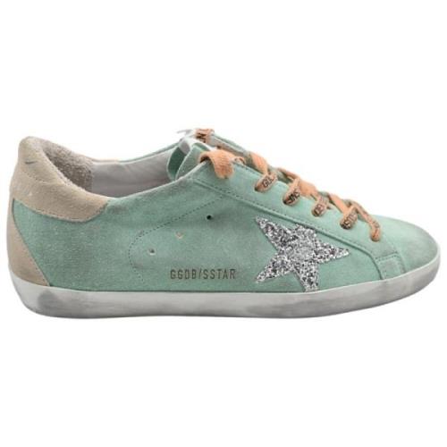 Golden Goose Klassiska Super Star Sneakers med Glitter Green, Dam