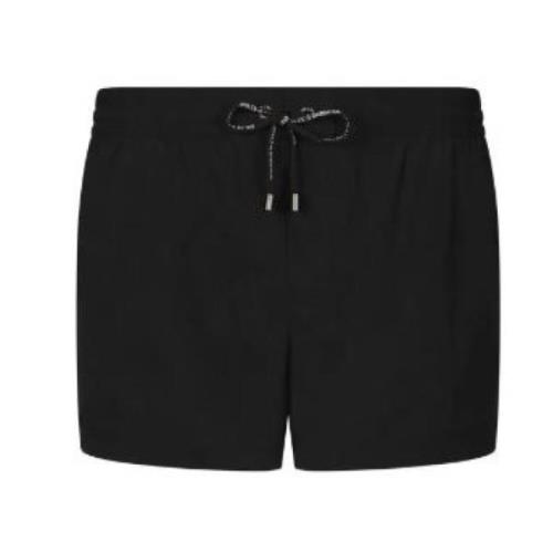 Dolce & Gabbana Svarta strandshorts med DG-tryck Black, Herr