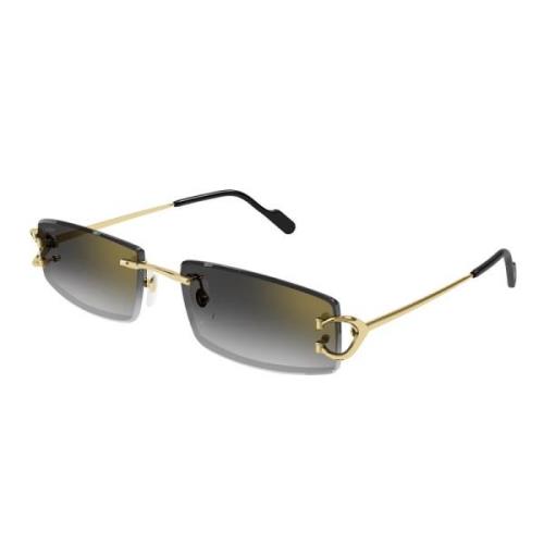 Cartier Rimless solglasögon med grå linser Yellow, Unisex