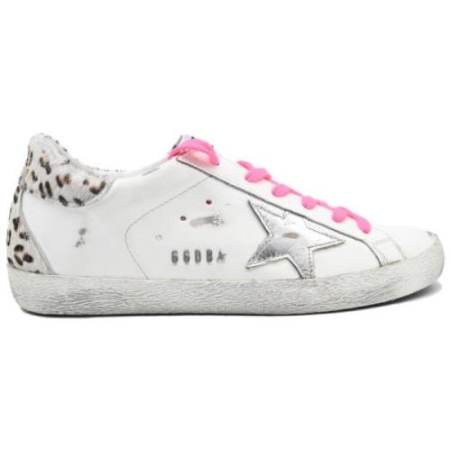 Golden Goose Vit Silver Stjärna Leopard Sneakers White, Dam