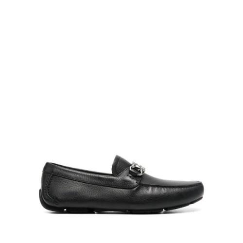 Salvatore Ferragamo Svarta Platta Slip-On Loafers Black, Herr