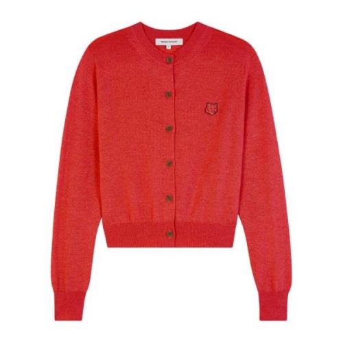 Maison Kitsuné Broderad Logotyp Merinoull Kofta Red, Dam