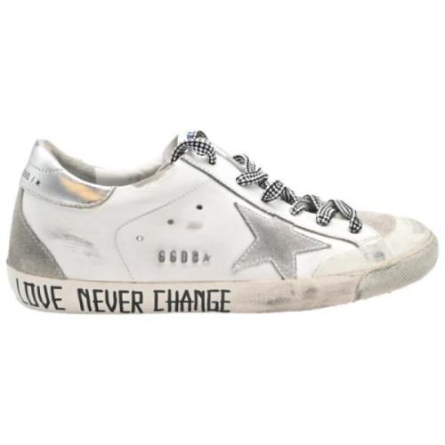 Golden Goose Laminerat Broderi Sneakers Vit/Silver White, Dam