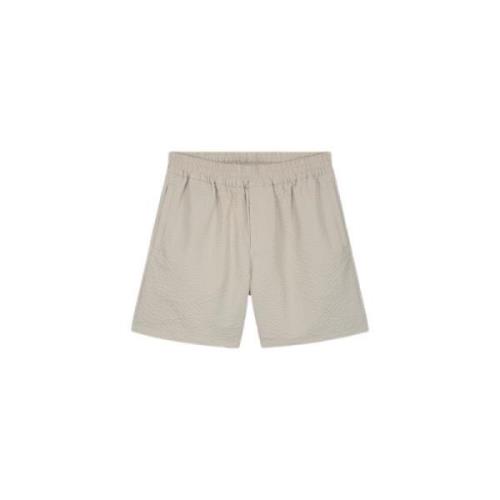 Olaf Hussein Seersucker Shorts Cement Sommar Must-Have Beige, Herr