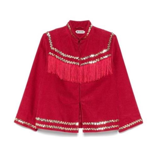 Bode Fringe Jacket med Red Multi Bandstand Red, Dam