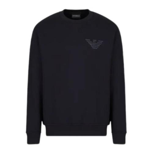 Emporio Armani Svart Bomulls Sweatshirt med Örnlogo Black, Herr