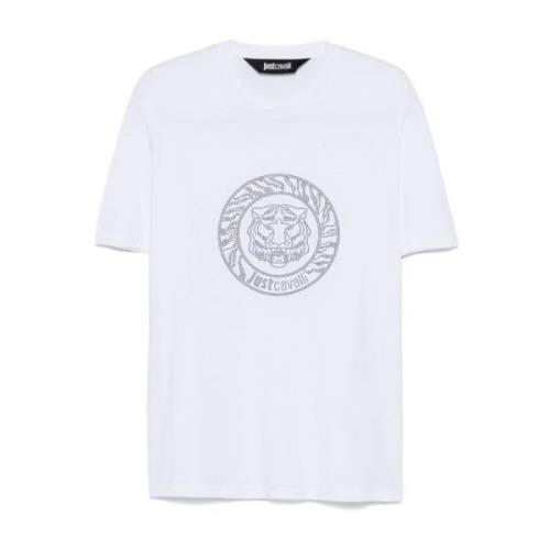 Just Cavalli Vit Tigerhuvud Logo T-shirt White, Herr